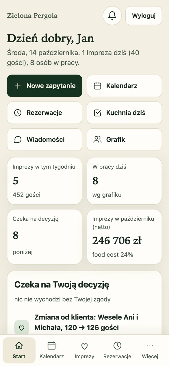 Start właściciela na telefonie